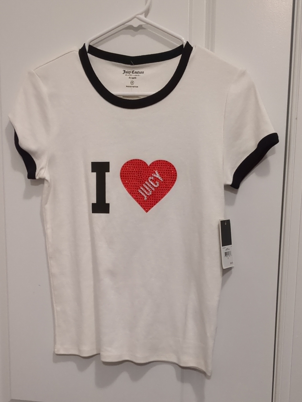 Juicy Couture Girls' White 'I Heart Juicy' Tee with Black Trim